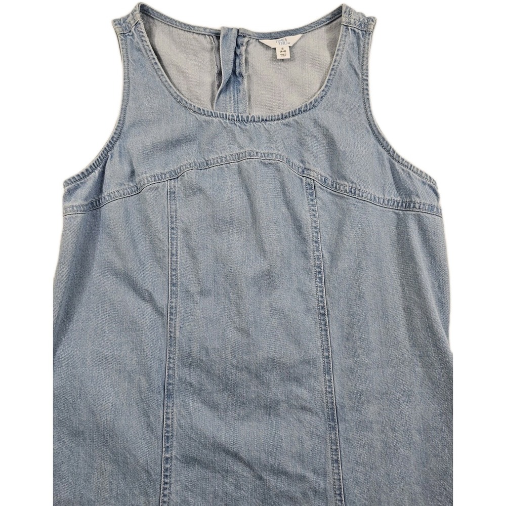 Time And Tru Denim Shift Mini Dress Womens S(4-6) Ladies Light Blue Sleeveless - Picture 2 of 9